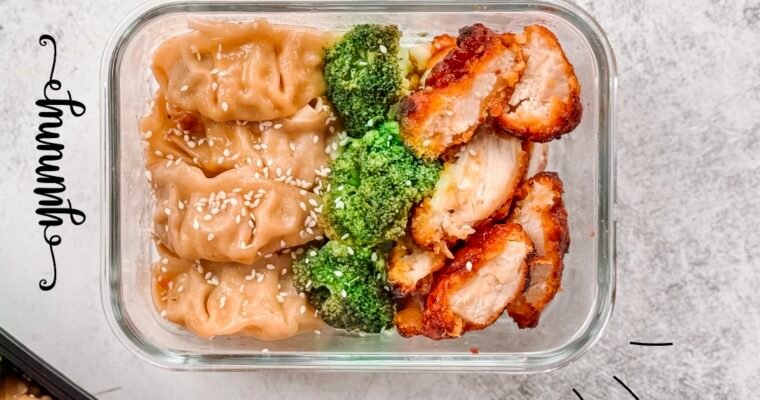 Lunch Box Series: Air-Fried BBQ Chicken, Steamed Broccoli, and Potstickers