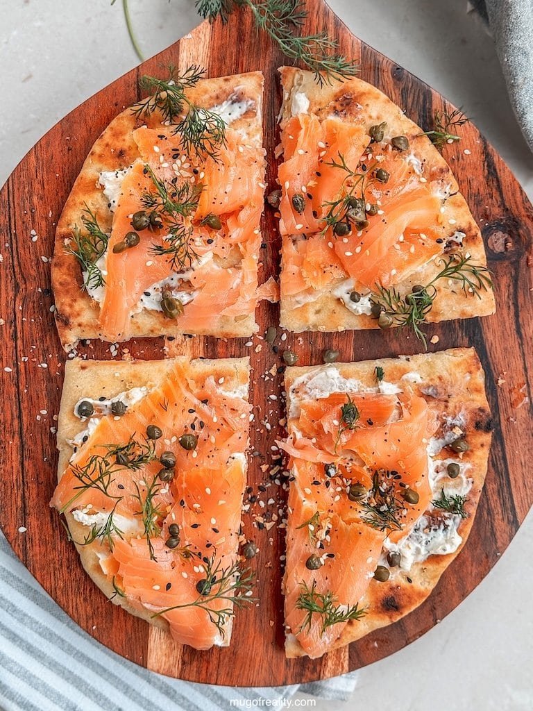 Grilled Naan with Smoked Salmon 