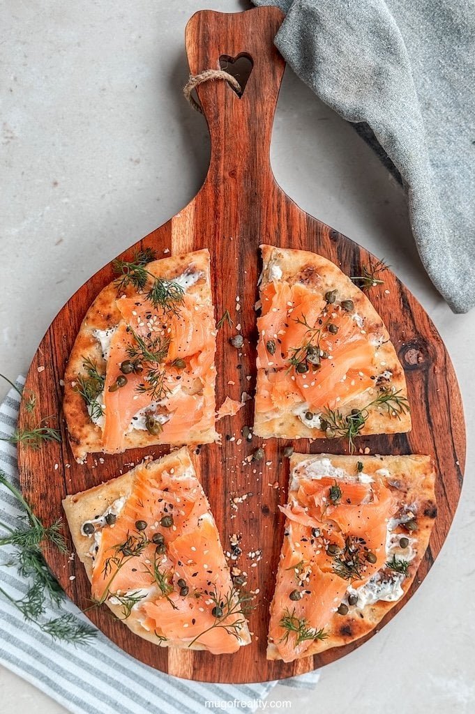 Grilled Naan with Smoked Salmon 