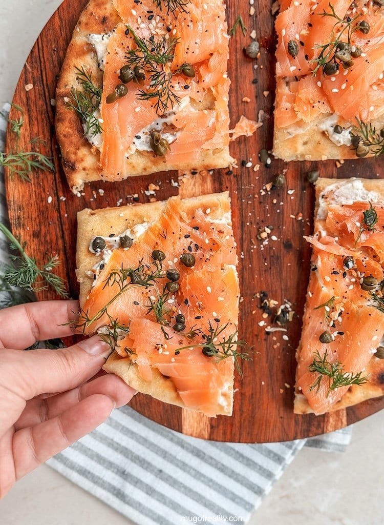 Grilled Naan with Smoked Salmon 