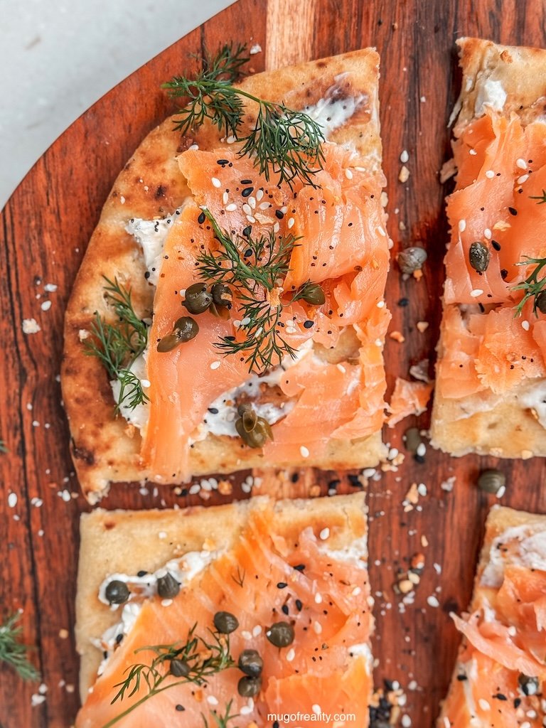 Grilled Naan with Smoked Salmon 